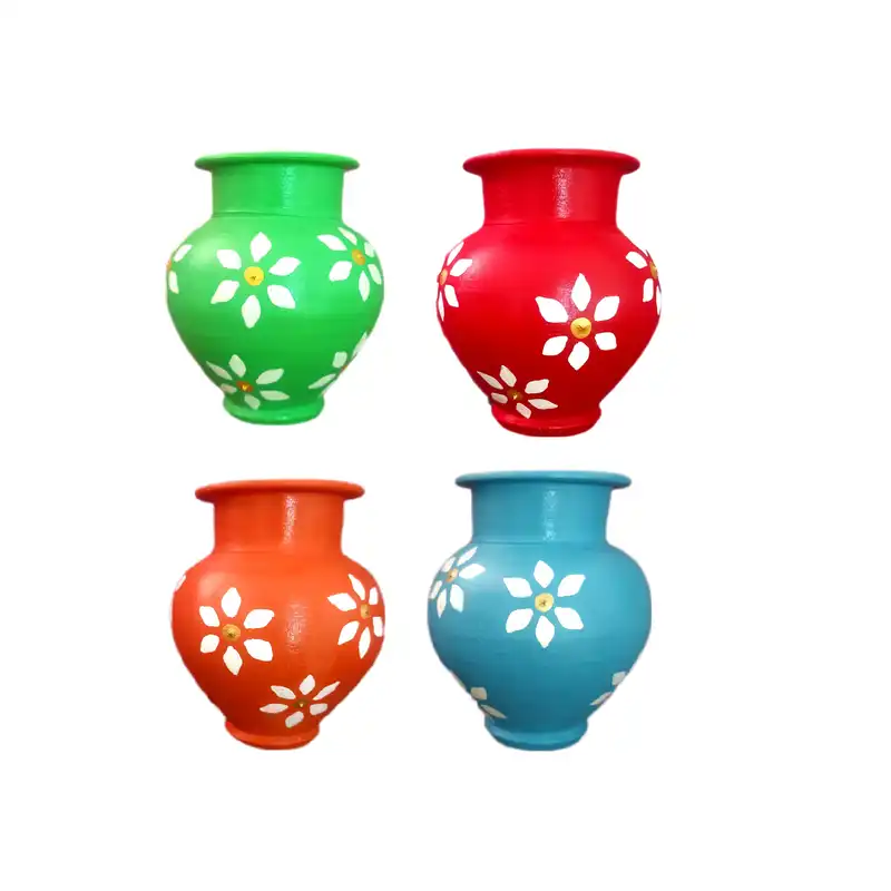 کوزه سفالی طرح گل بابونه مجموعه 4 عددی