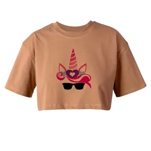 کراپ‌تاپ آستین کوتاه زنانه مدل تک شاخ کد L278 K