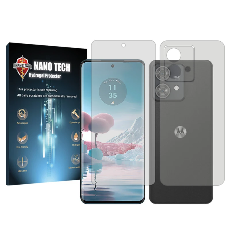  محافظ صفحه نمایش شفاف نانو تک مدل Tough مناسب برای گوشی موبایل موتورولا Edge 40 Neo به همراه محافظ پشت گوشی