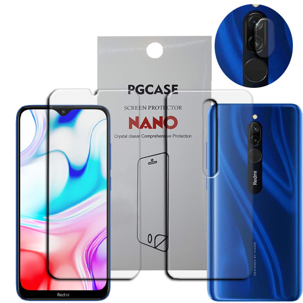 محافظ صفحه نمایش مدل SM مناسب برای گوشی موبایل شیائومی Redmi 8 به همراه محافظ پشت گوشی و محافظ لنز دوربین