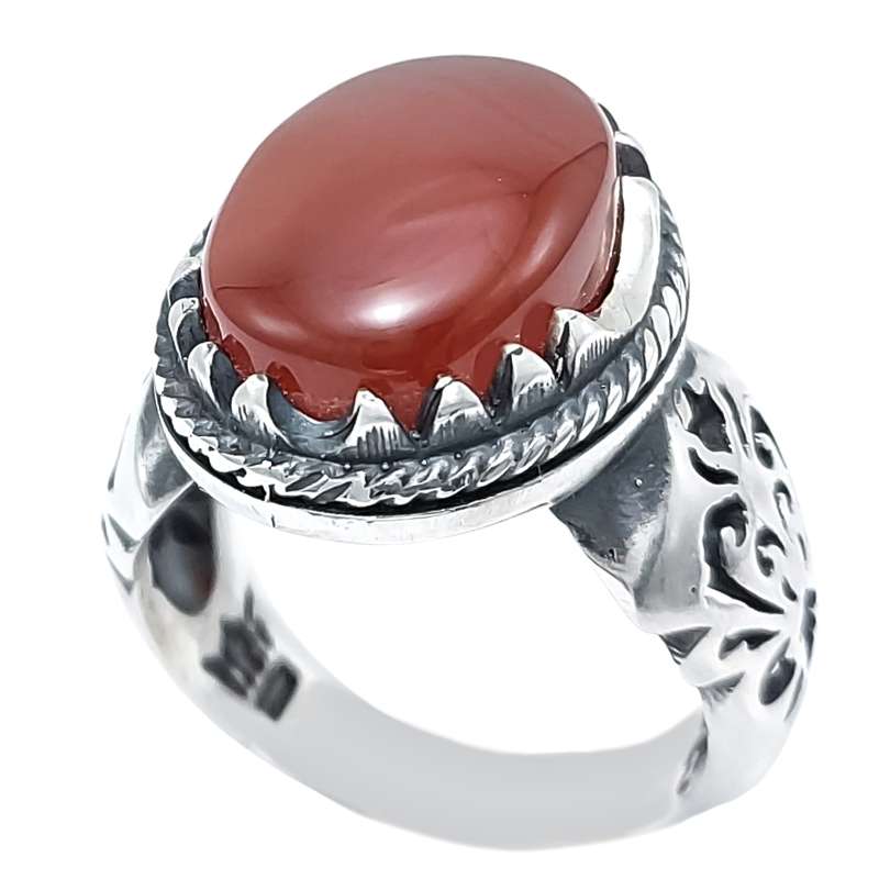 انگشتر نقره مردانه مدل عقیق یمنی کد VA4772