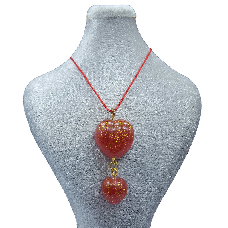 گردنبند دخترانه مدل دوقلب آویز متحرک