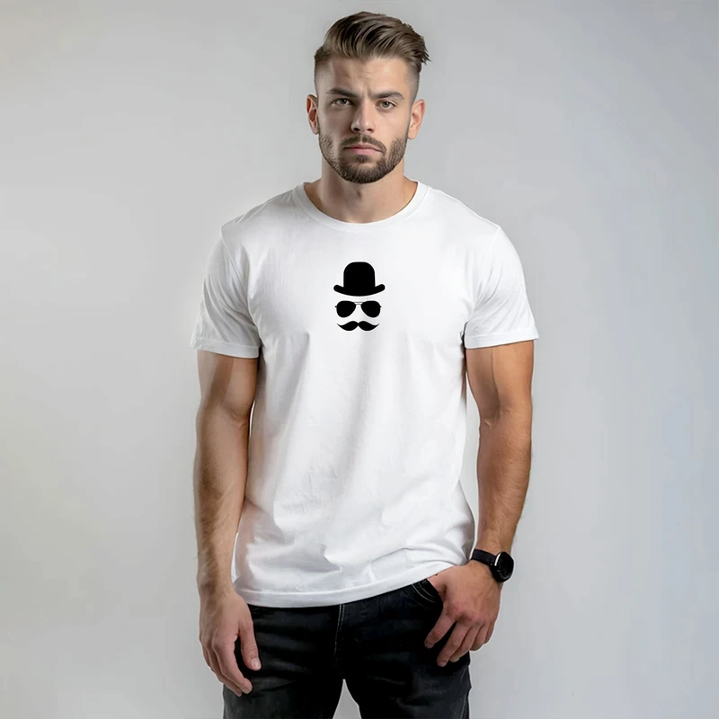 تی‌شرت آستین کوتاه یقه گرد مردانه مدل سبیل  کد WH.2075