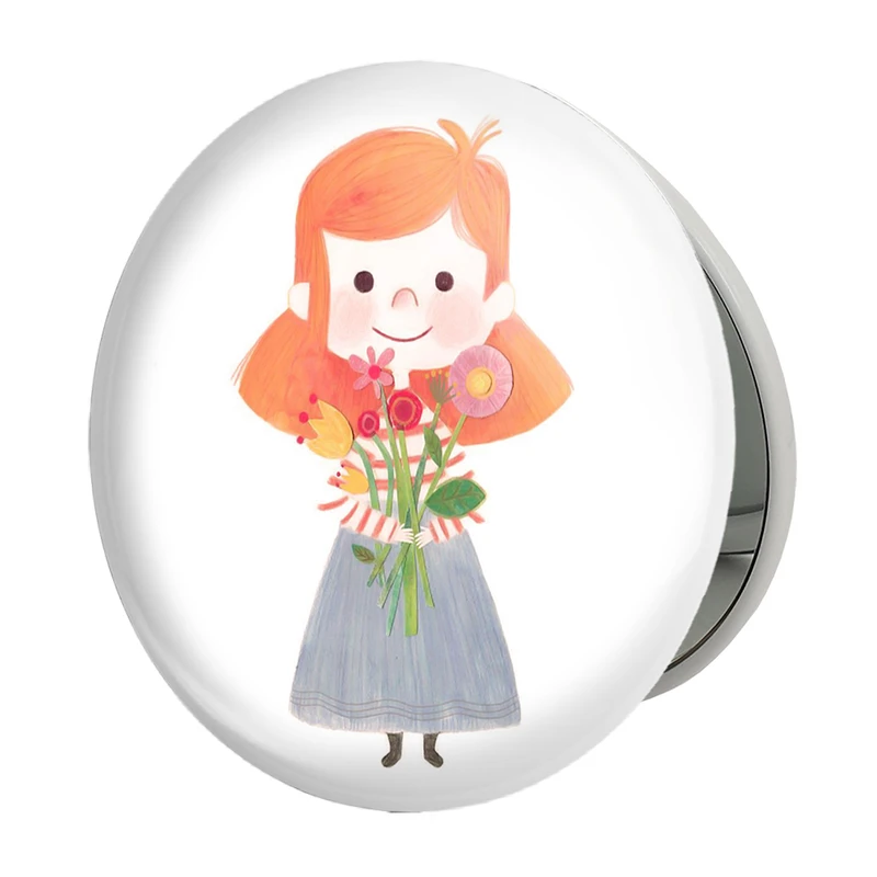 آینه جیبی خندالو طرح دختر مدل تاشو کد 5542 