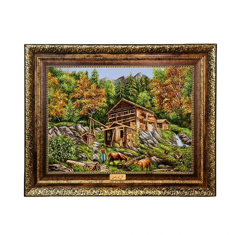 تابلو فرش ماشینی نقش نگار رضوی طرح منظره کد 1662H