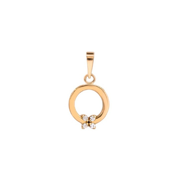 آویز گردنبند طلا 18 عیار زنانه الی گالری مدل دایره و مربع نگینی