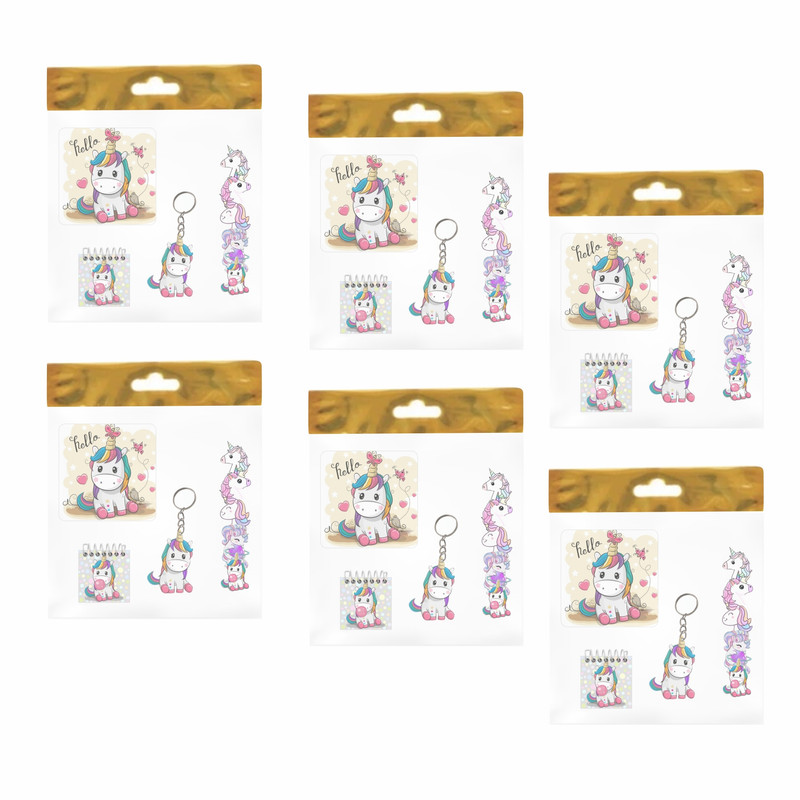 بسته لوازم تحریر مدل  4 تکه چوبی طرح تکشاخ یونیکورن کد 1 مجموعه 6 عددی