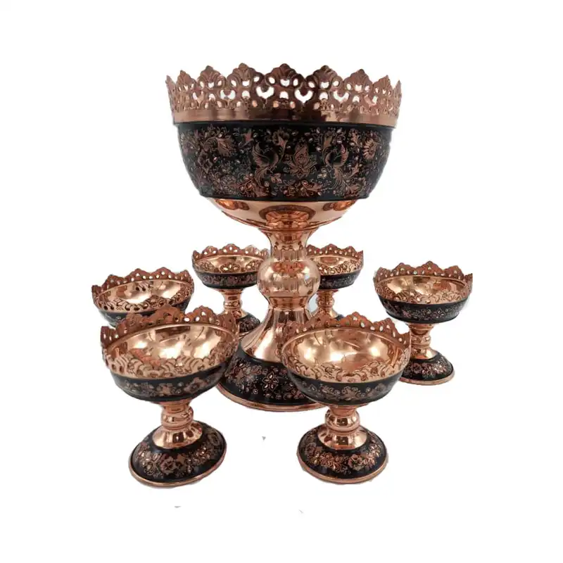 ست 7 تکه آجیل خوری قلمزنی مسی کد 14