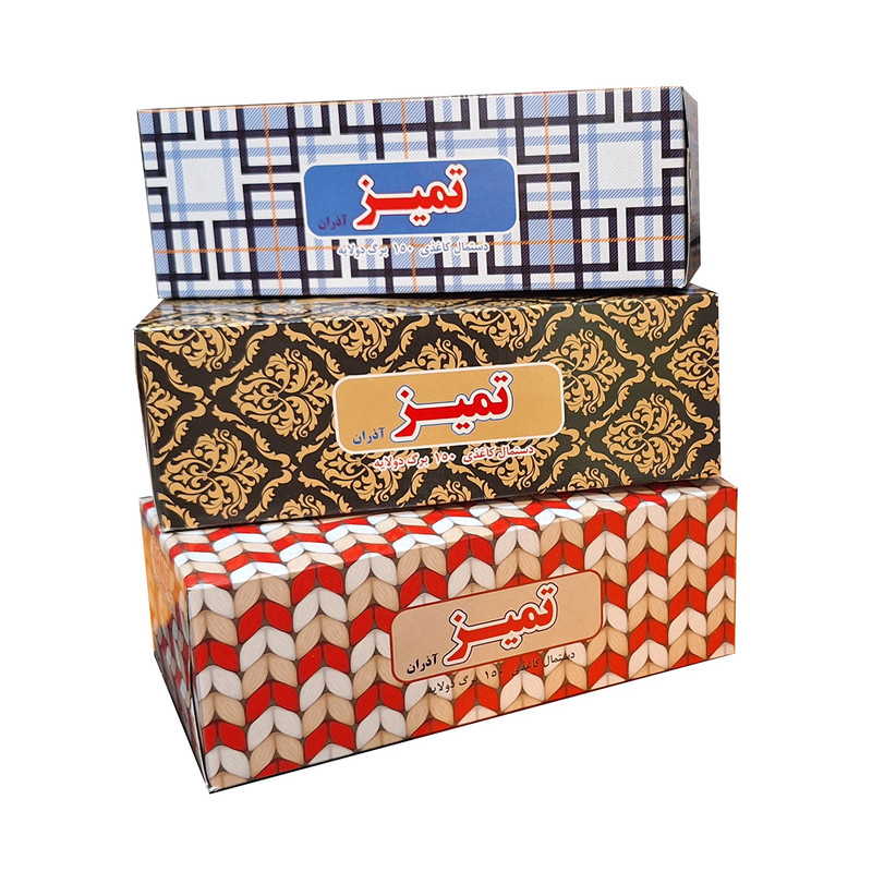 دستمال کاغذی 150 برگ دو لایه تمیز آذران مدل DM3 بسته 3 عددی