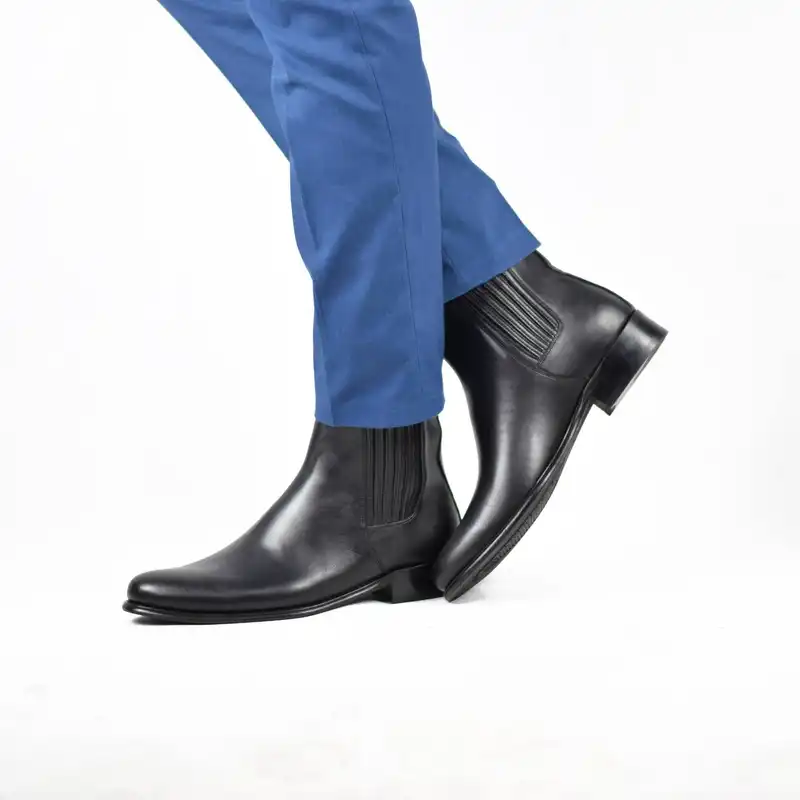 نیم بوت مردانه کرمانی مدل چرم دستدوز طبیعی کد 626 رنگ مشکی