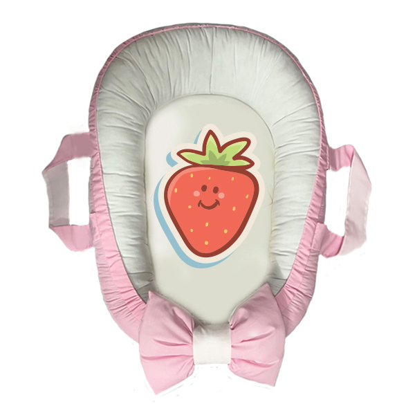 سرویس خواب سه تکه نوزاد مدل گارد محافظ دار طرح فانتزی توت فرنگی کد 022