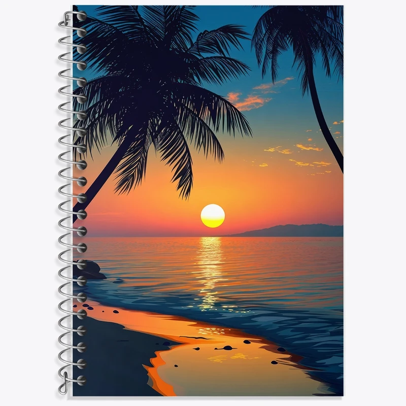 دفتر زبان 50 برگ خندالو مدل سه خط طرح منظره غروب کد F2661