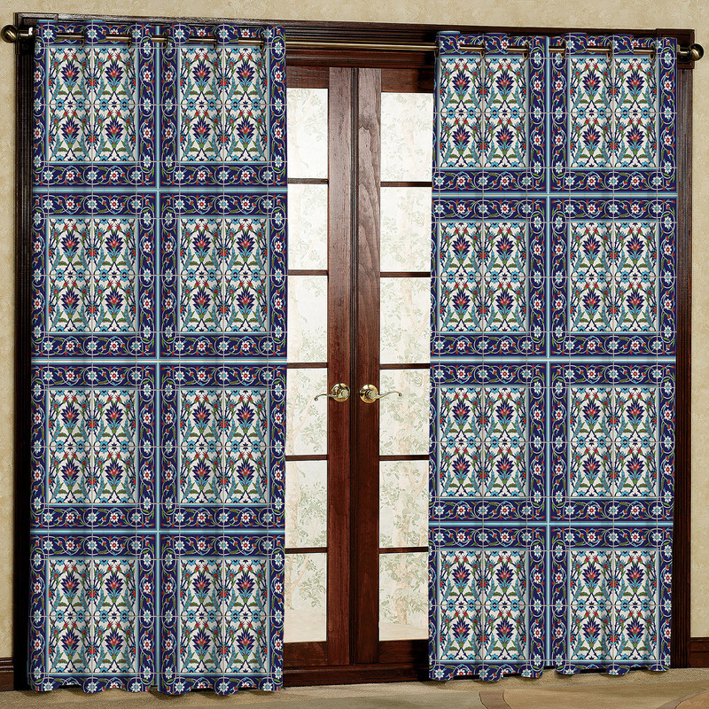  پرده مدل طرح کاشی مربعی هازان پانچی کد 119 D سایز 140x200 سانتی متر