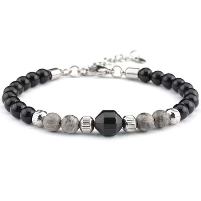 دستبند سنگی گالری گوهرسنگ مدل عقیق و جاسپر طبیعی کد GS2024B