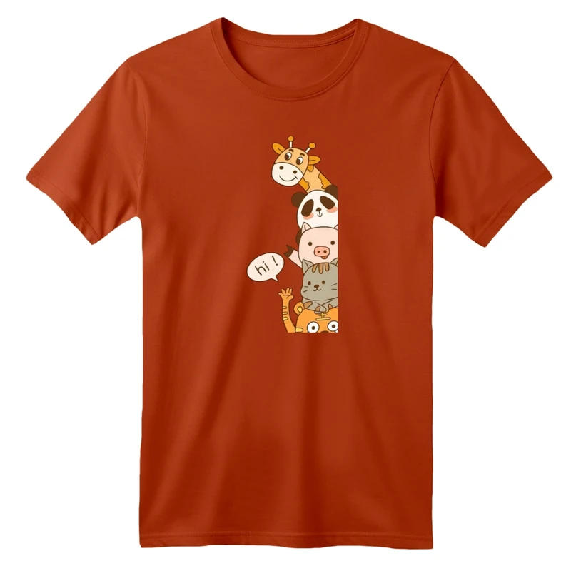 تی شرت آستین کوتاه بچگانه مدل حیوانات بامزه