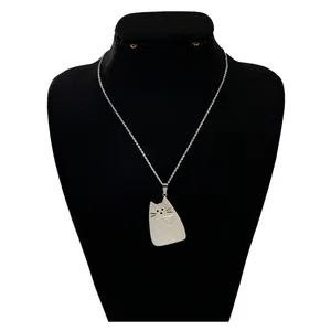 گردنبند نقره زنانه  مدل دلی جم طرح گربه کد D 341