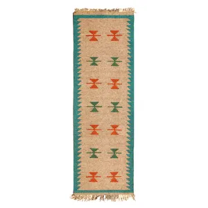 گلیم دستبافت کناره طول دو متر مدل قشقایی کد GH99063