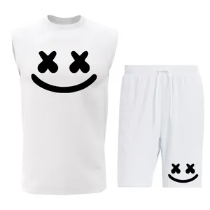 ست تاپ و شلوارک مردانه طرح مارشملو مدل M054W