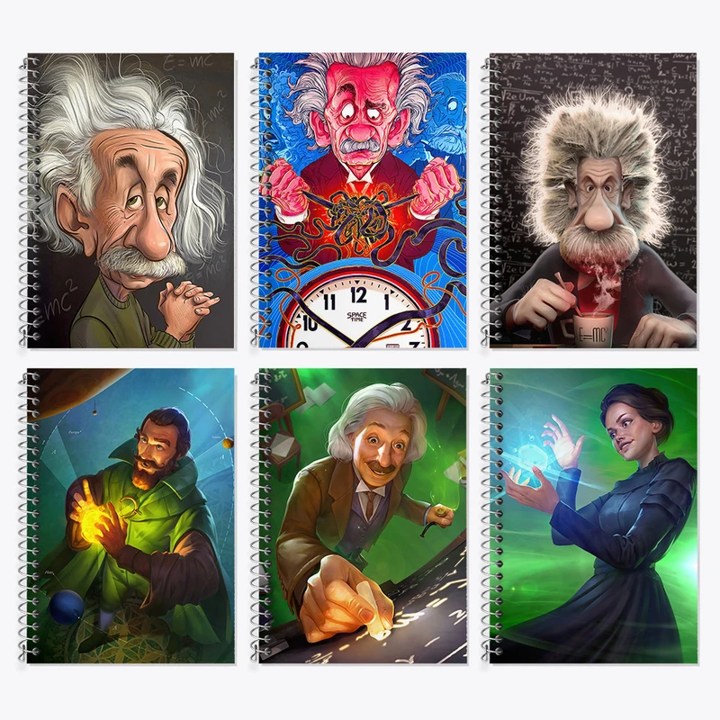 دفتر زبان 50 برگ خندالو مدل دو خط طرح انیشتین کد 900 مجموعه 6 عددی