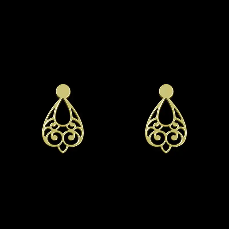 گوشواره طلا 18 عیار زنانه مدوپد مدل اسلیمی کد GA1-15294