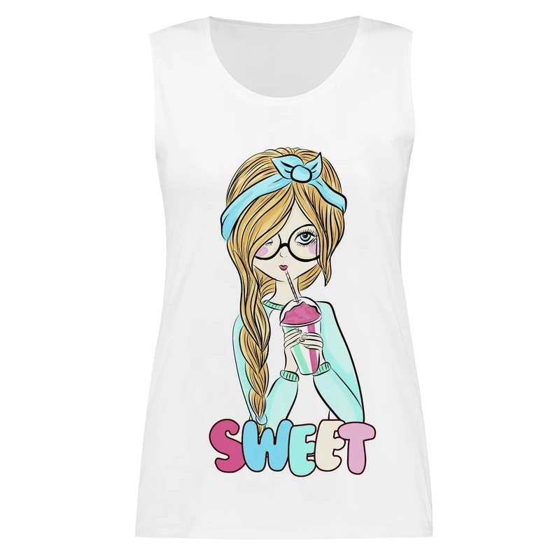  تاپ زنانه طرح sweet girl کد 03