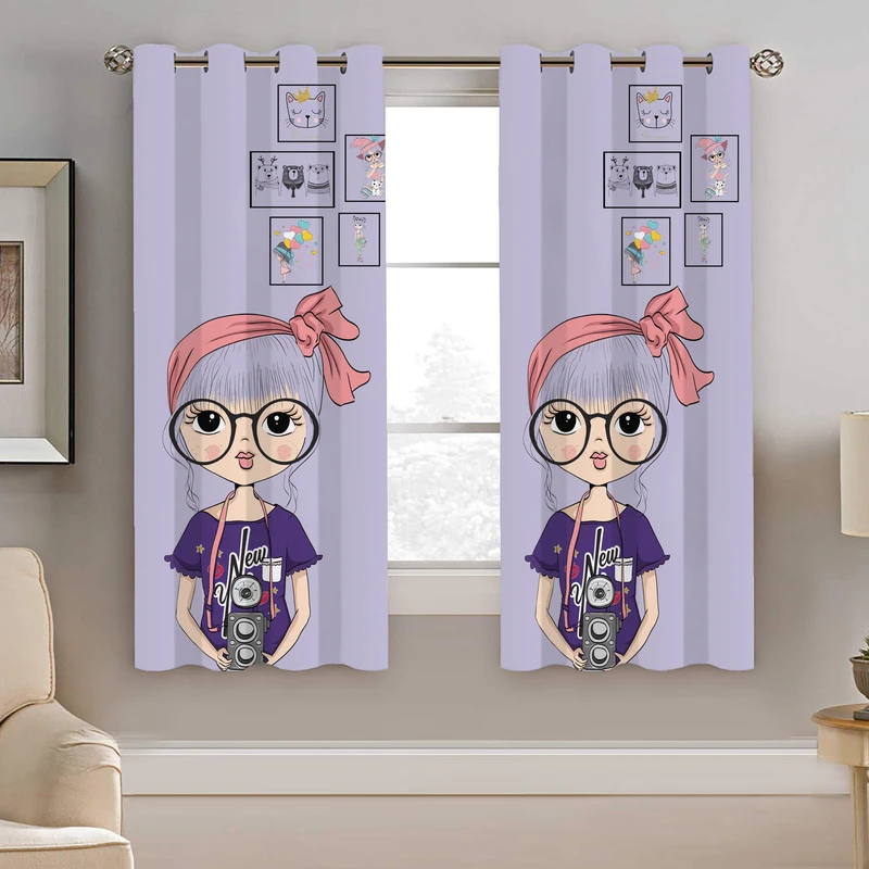 پرده نیروانا طرح دختر عکاس کودک مدل هازان کد 8582 سایز 140×200 سانتی متر