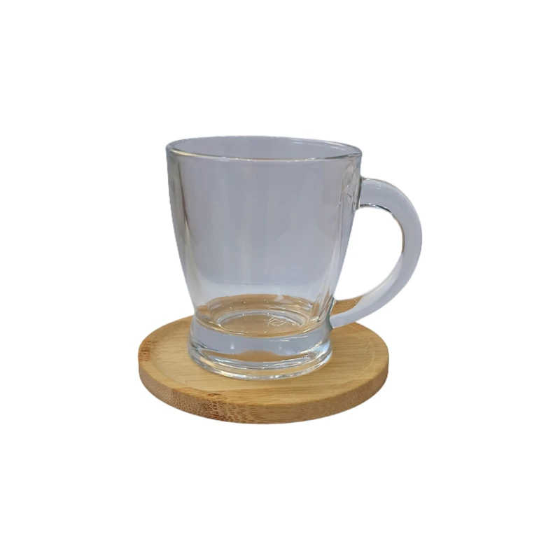 لیوان مدل 2026 به همراه زیر لیوانی چوب بامبو