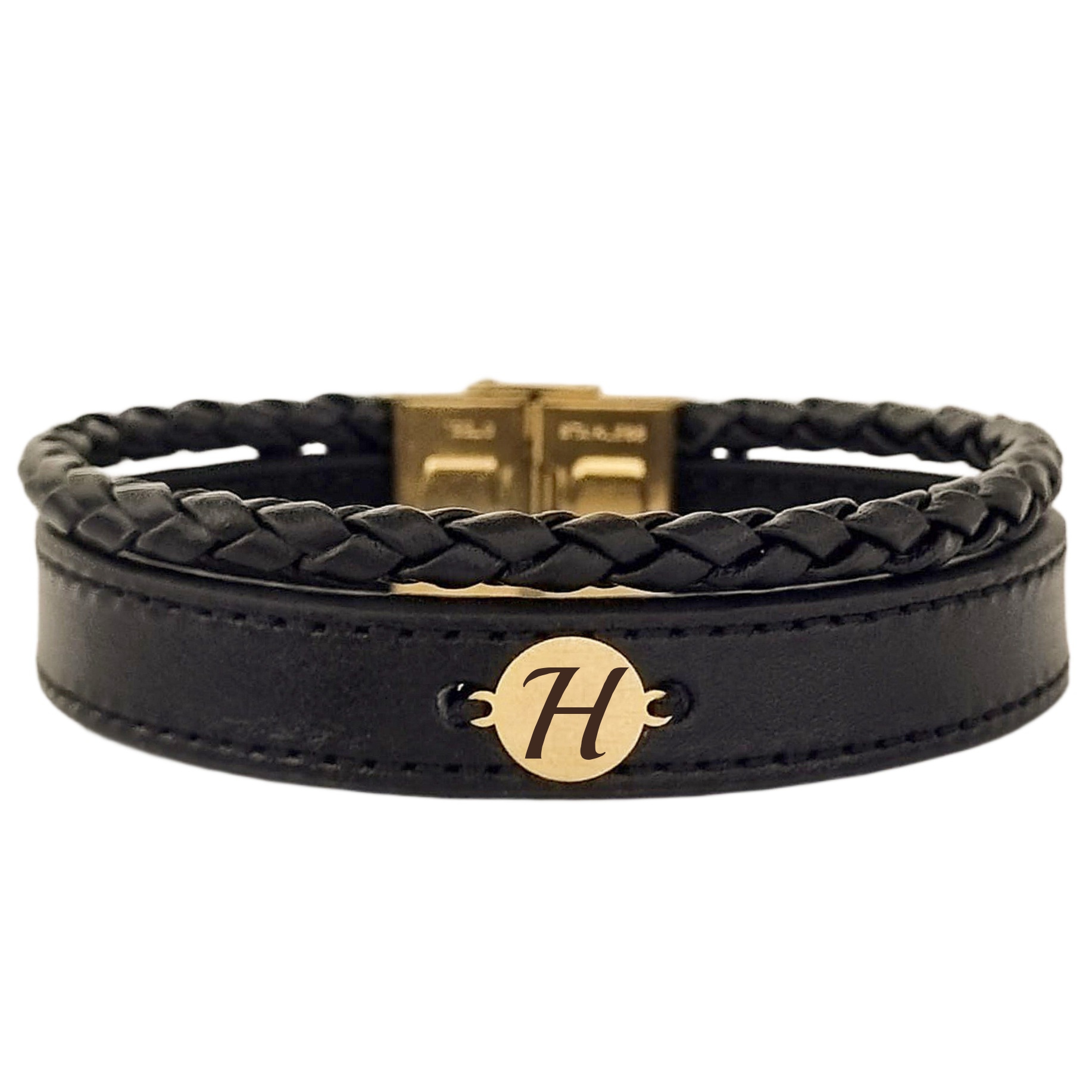 دستبند طلا 18 عیار مردانه لیردا مدل حرف H 829