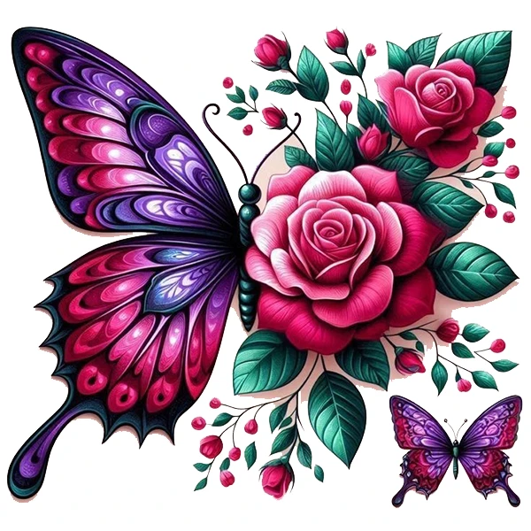 استیکر پارچه و لباس پاد آفرین طرح پروانه و گل  کد 1130