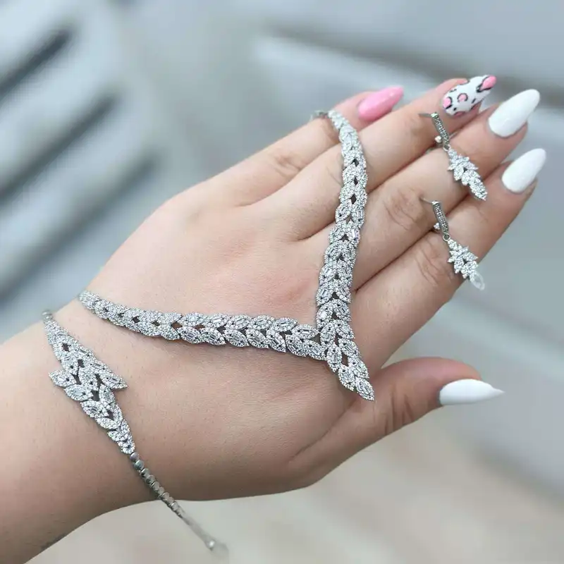 نیم ست نقره زنانه مدل گندم لوکس 50