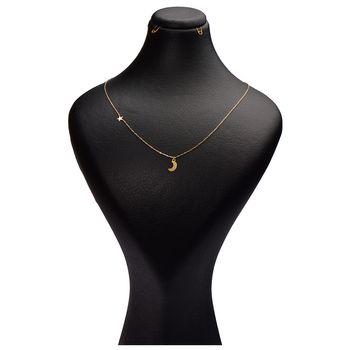 گردنبند طلا 18 عیار زنانه کرابو طرح ماه و ستاره مدل Kr7006