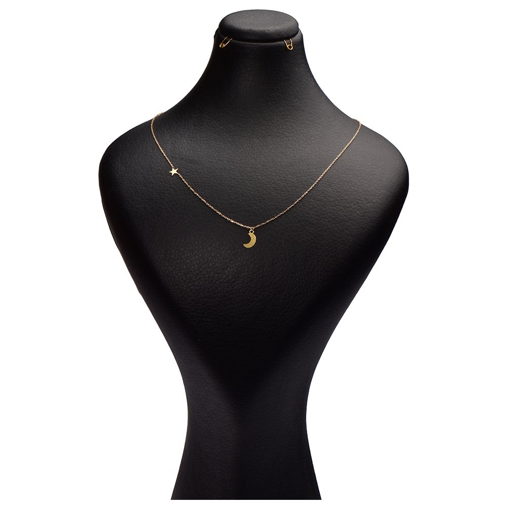 گردنبند طلا 18 عیار زنانه کرابو طرح ماه و ستاره مدل Kr7006 -  - 1