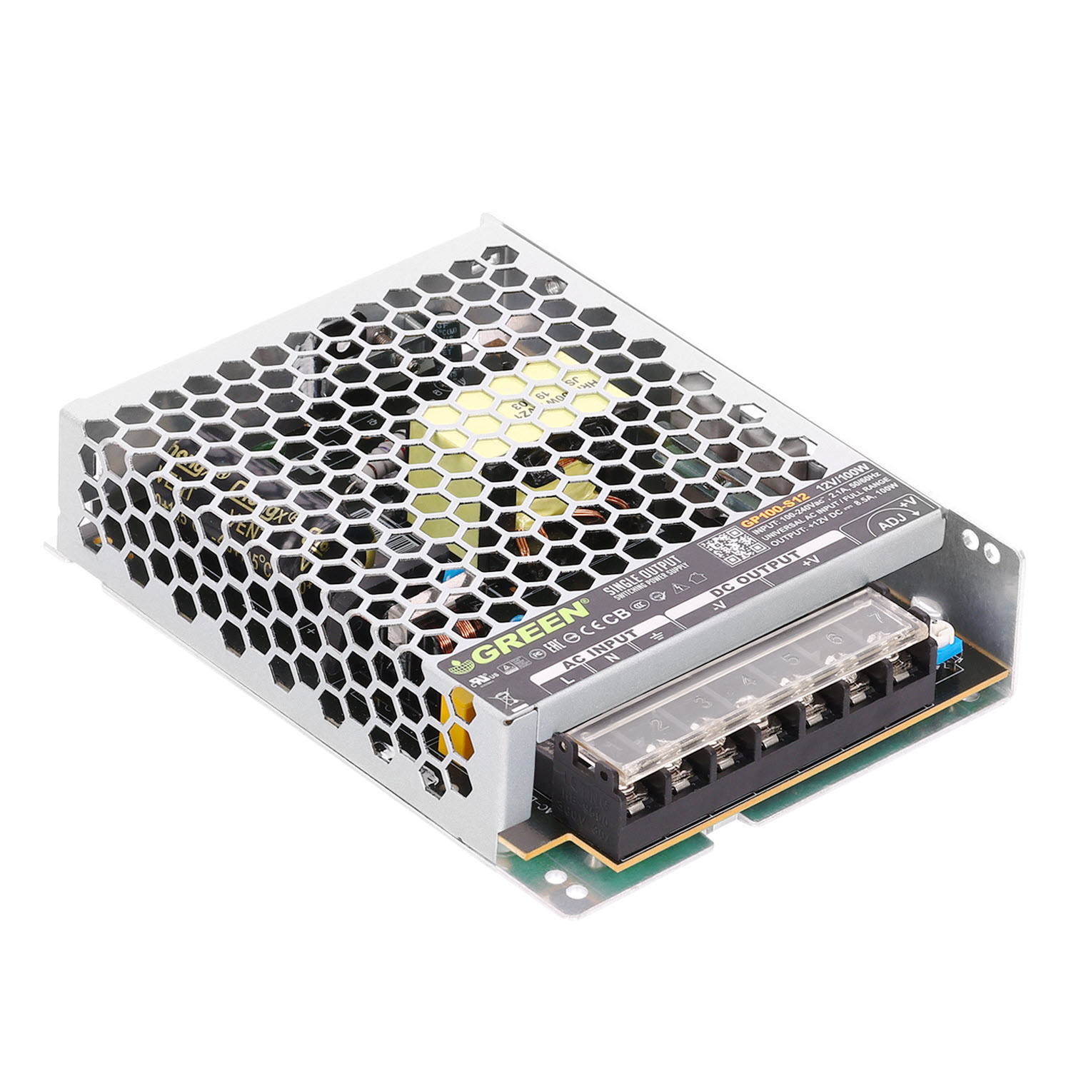 منبع تغذیه سوئیچینگ 12 ولت 8 آمپر گرین مدل GP100-S12