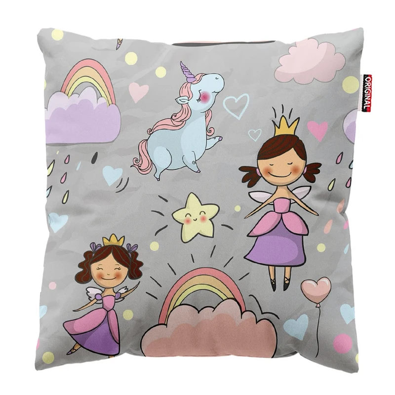 کوسن پاد آفرین طرح کارتونی بچگانه اسب تک شاخ کد 4988 سایز 30*30 سانتی متر