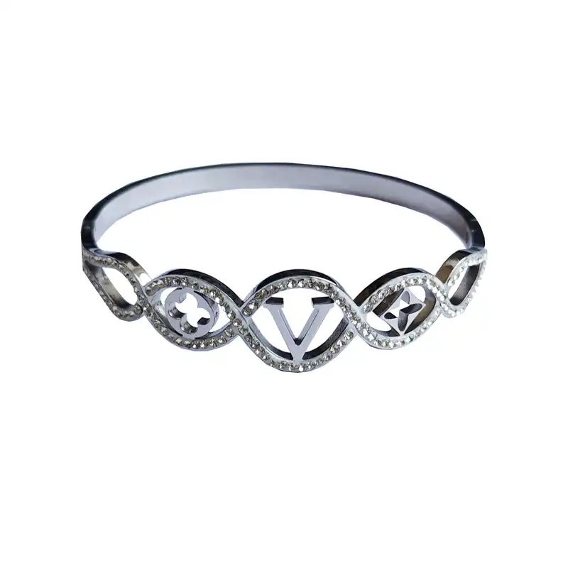 دستبند النگویی زنانه مدل نگین دار مدرن کد DB005