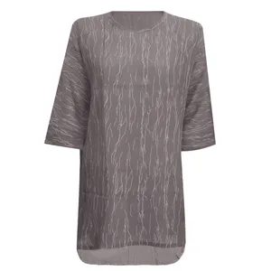 تونیک زنانه مدل آستین کیمانو نخی اسلپ کد tm-2099 رنگ طوسی 