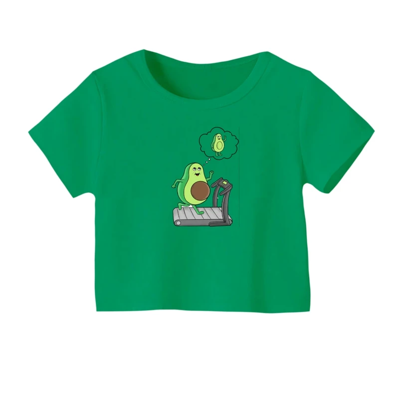 کراپ‌ تی‌شرت آستین کوتاه زنانه مدل آووکادو فیتنس