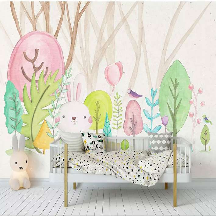 پوستر دیواری اتاق کودک مدل نقاشی درخت خرگوش DVRF1654