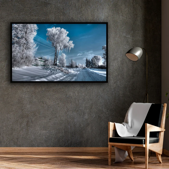 تابلو نوری بکلیت طرح منظره جاده برفی مدل B-D1616