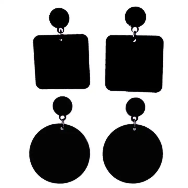 گوشواره زنانه مدل مربع و دایره کد E.MB.DY مجموعه دو عددی