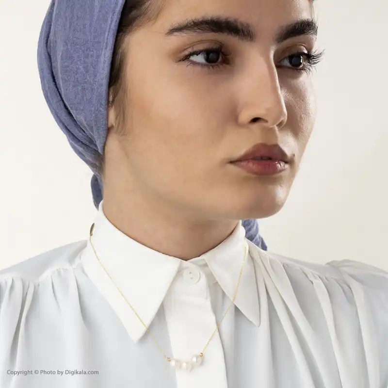 گردنبند طلا 18 عیار زنانه کاپانی مدل مروارید باروک کد KN065