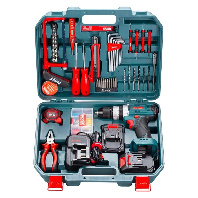 مجموعه 53 عددی دریل پیچ‌گوشتی شارژی چکشی رونیکس مدل  RS-8620