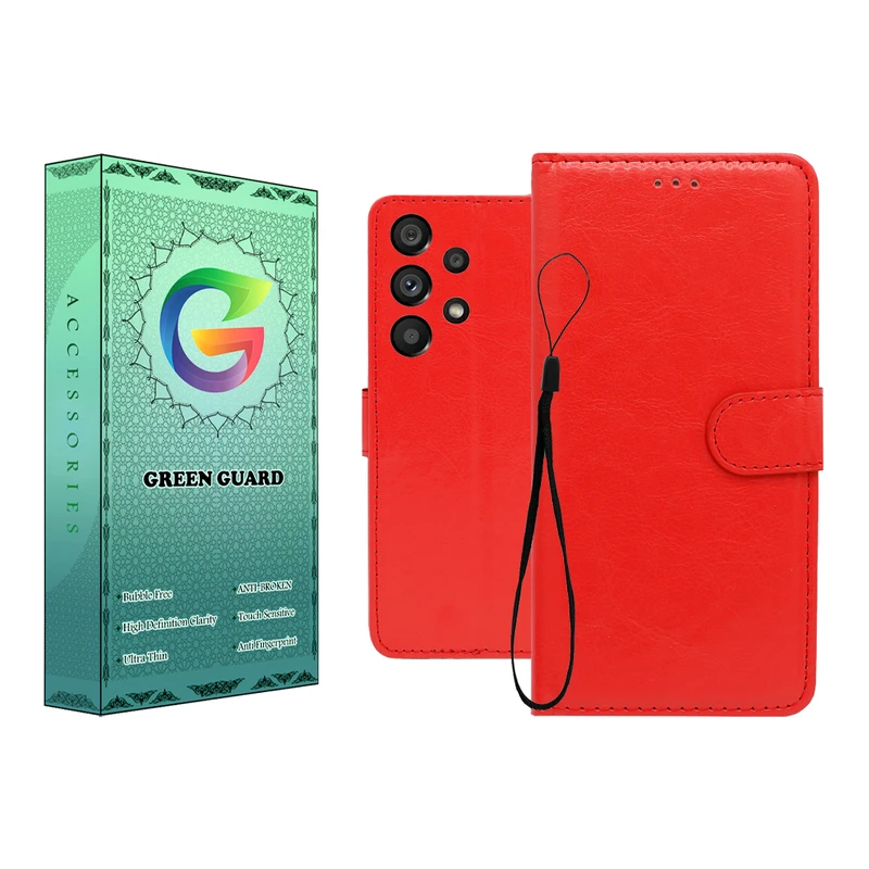 کیف کلاسوری گرین گارد طرح چرمی مدل Landing مناسب برای گوشی موبایل سامسونگ Galaxy A72 به همراه بند آویز
