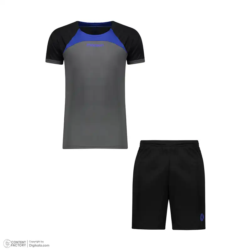 ست تی شرت و شلوارک ورزشی مردانه  مدل ریو رنگ مدادی