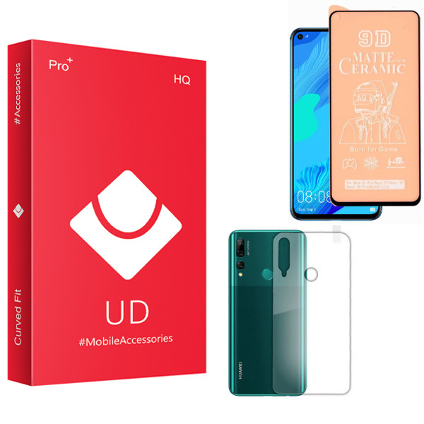 محافظ صفحه نمایش سرامیکی مات یو دی مدل HQ مناسب برای گوشی موبایل هوآوی Y9 Prime 2019 به همراه محافظ پشت گوشی