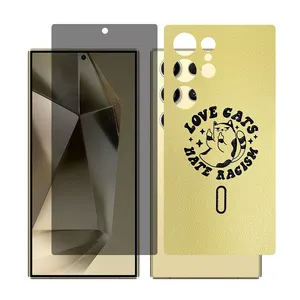 Glass Together model privacy screen protector for Samsung S24 Ultra mobile phone with back cover sticker