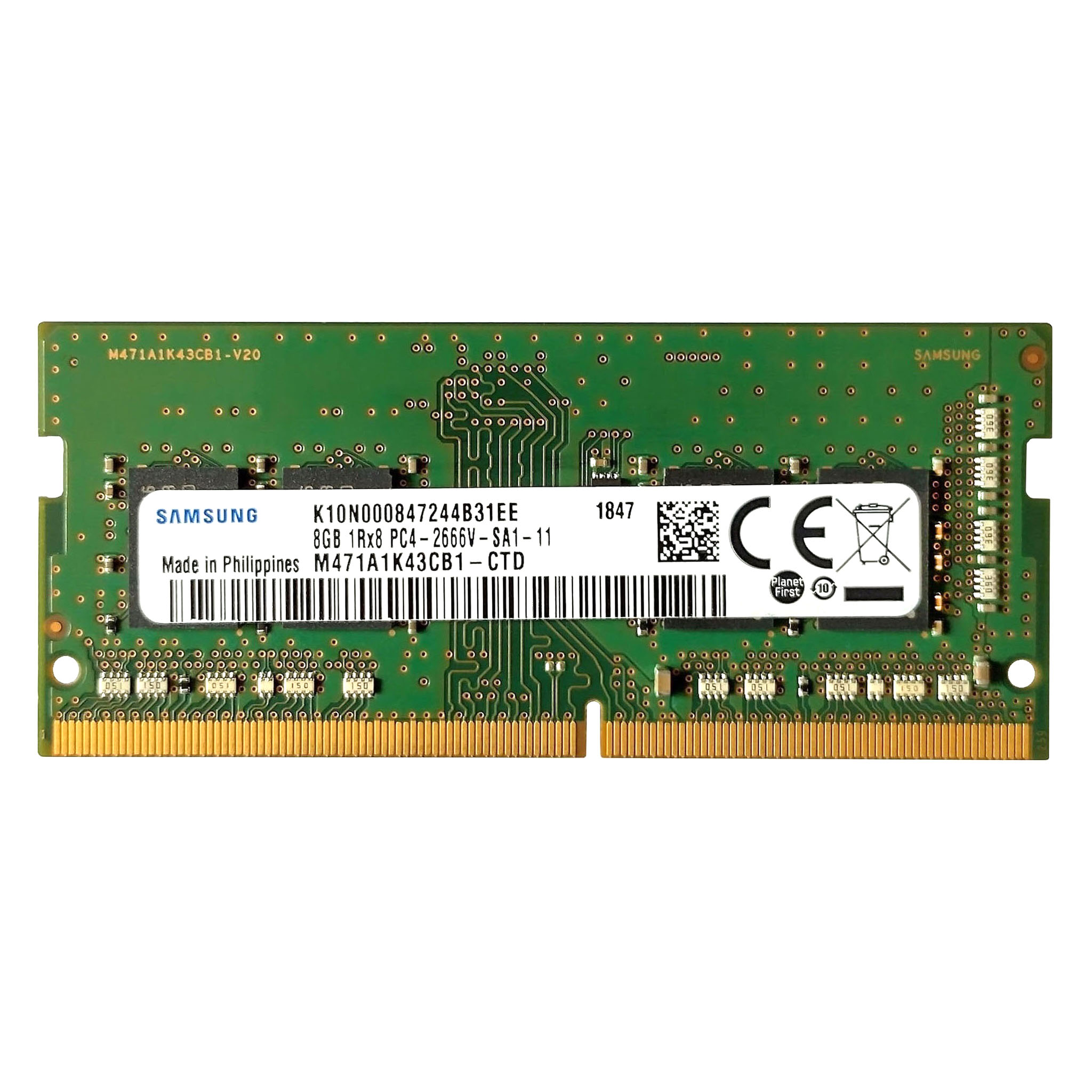 رم لپ تاپ DDR4 تک کاناله 2666 مگاهرتز CL19 سامسونگ مدل PC4-2666 ظرفیت 8 گیگابایت