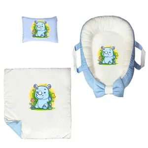 سرویس خواب سه تکه نوزاد ناریکو مدل گارد محافظ دار طرح بچه کرگدن کد 0517