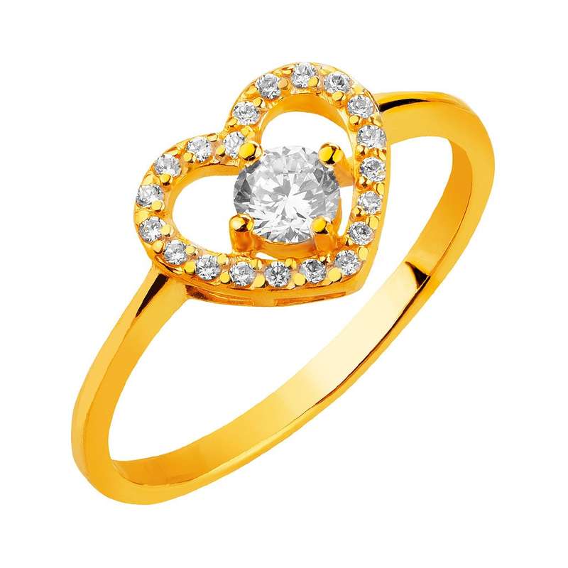  انگشتر طلا 18 عیار زنانه قیراط طرح قلب کد GH3454