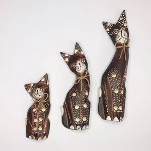 دیوارکوب مدل گربه چوبی کد A1 مجموعه 3 عددی